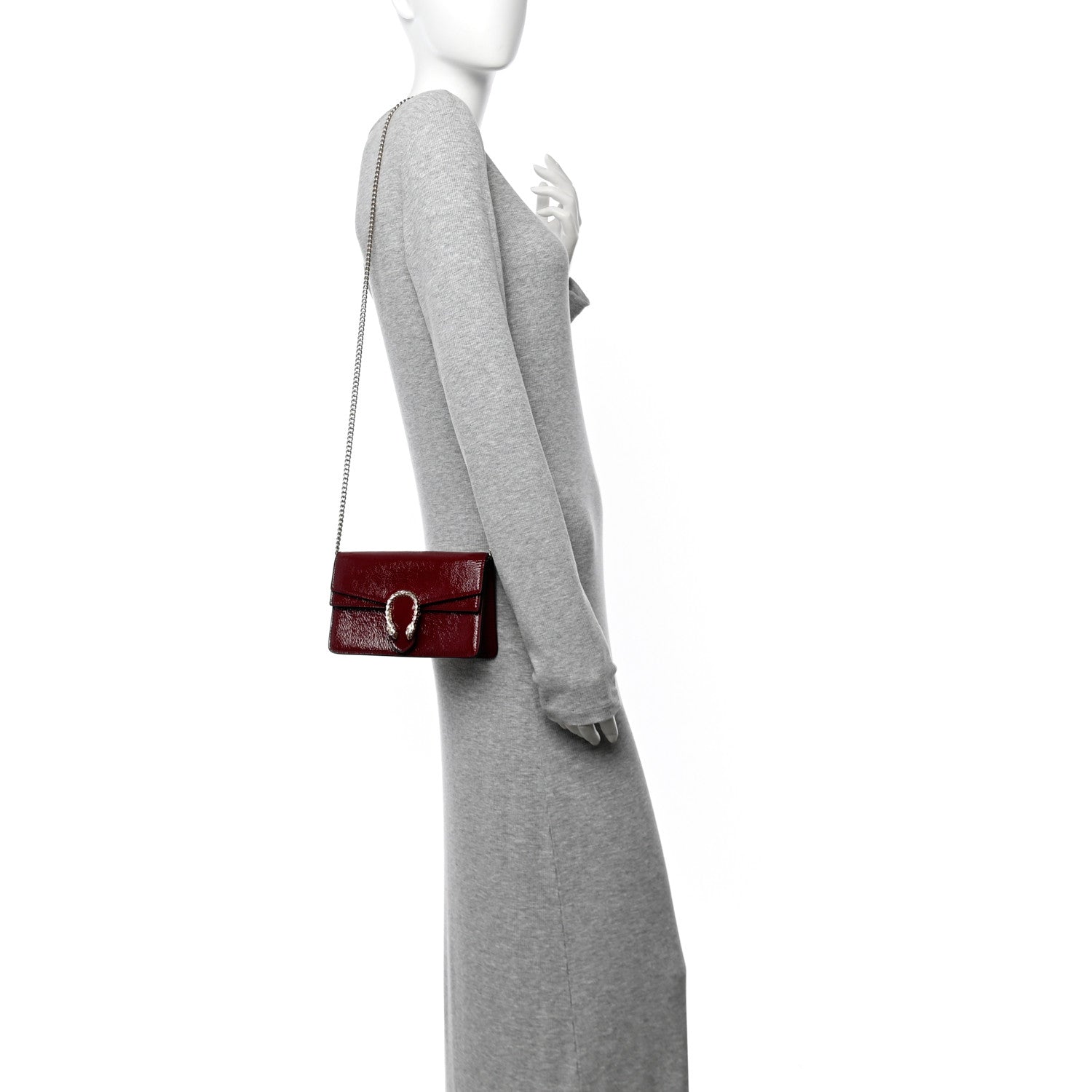 Crinkled Patent Super Mini Dionysus Shoulder Bag Rosso Ancora Red