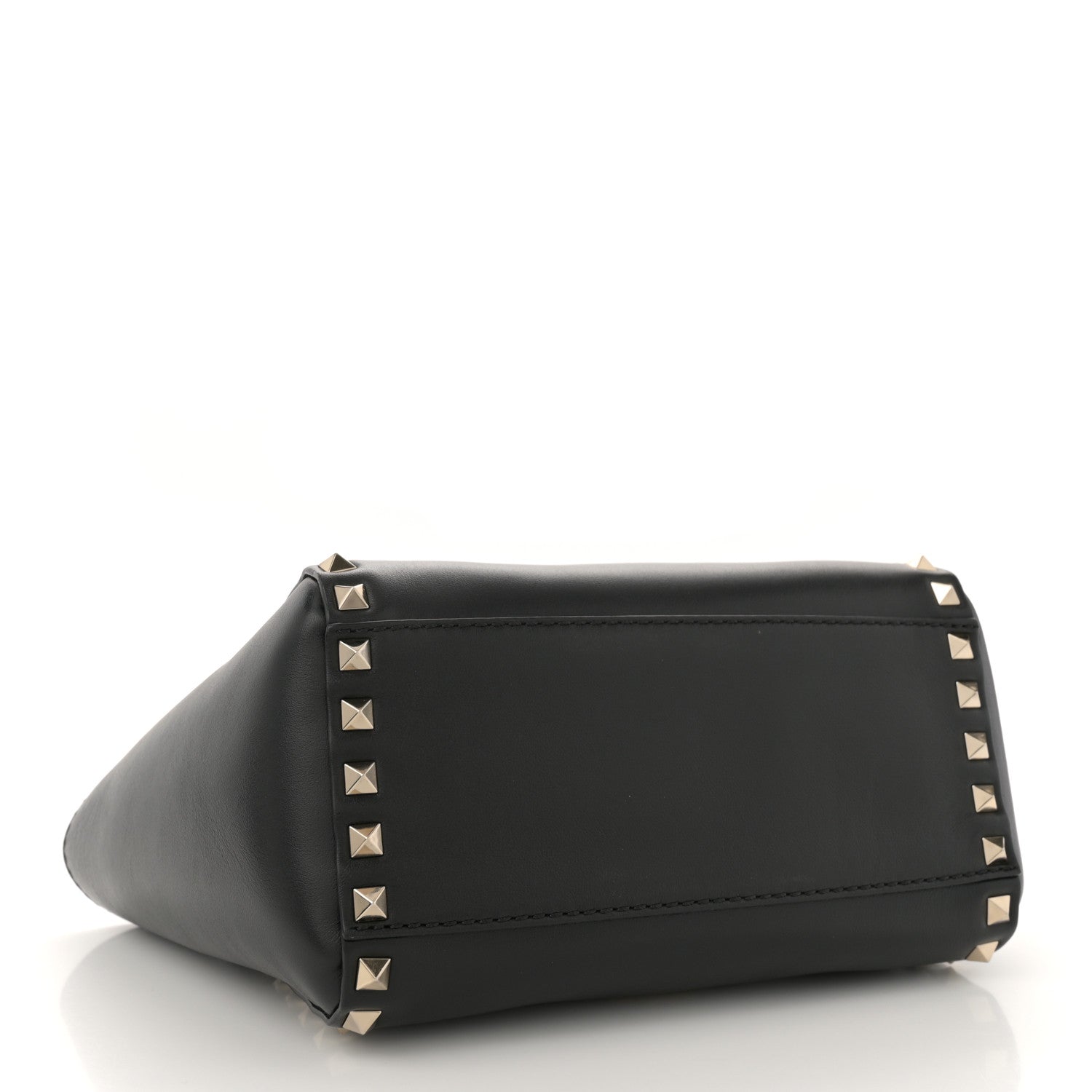 Vitello Mini Rockstud Double Handle Tote Black