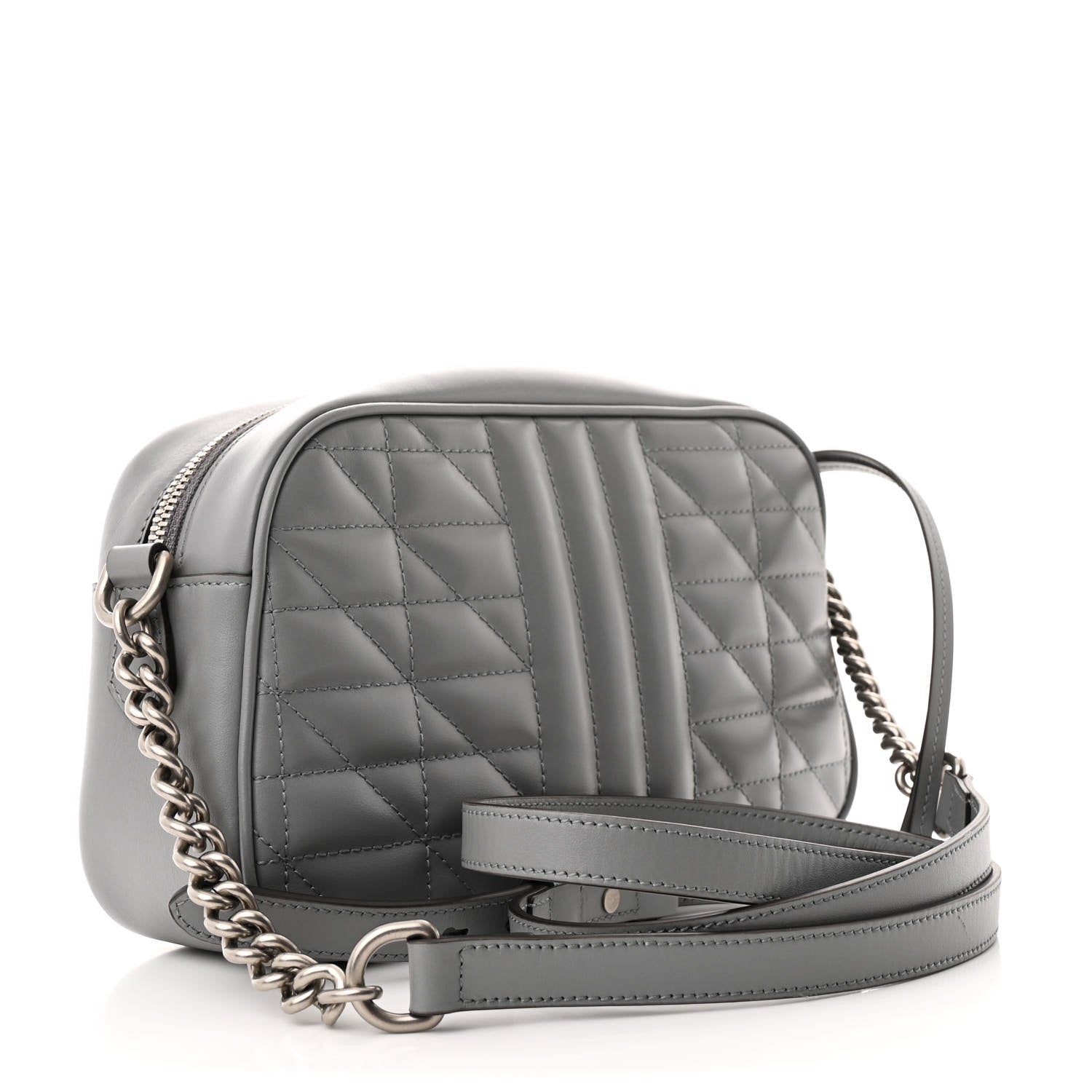 Calfskin Matelasse Aria Small GG Marmont Chain Shoulder Bag Deep Grey