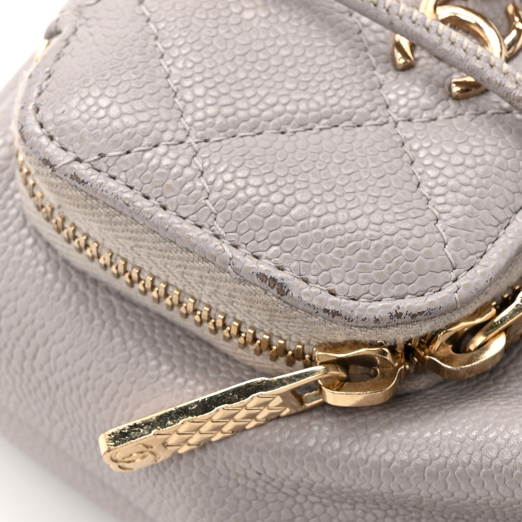 Caviar Quilted Mini CC Pocket Bucket Bag Grey