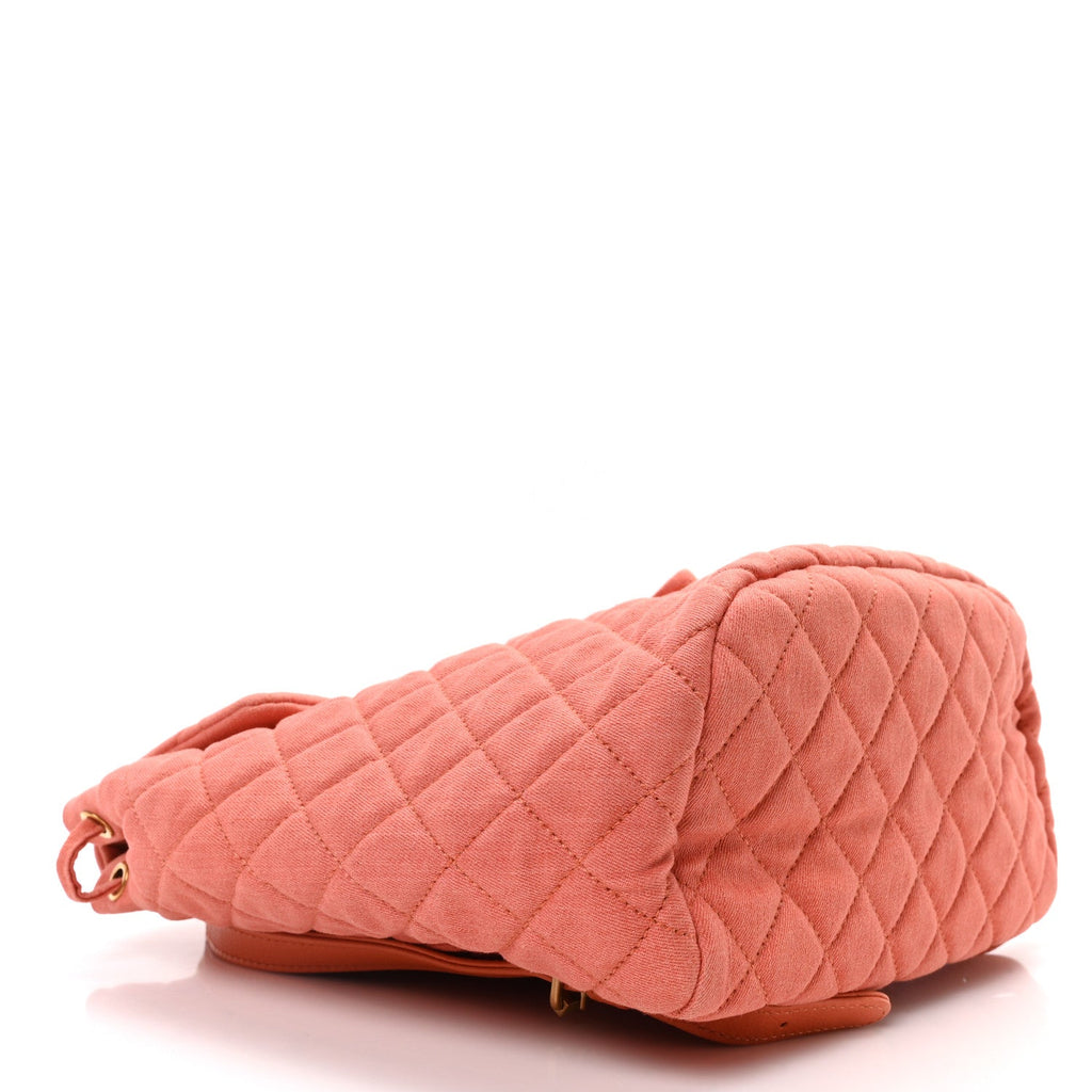 Washed Denim Quilted Small Urban Spirit Backpack Orange