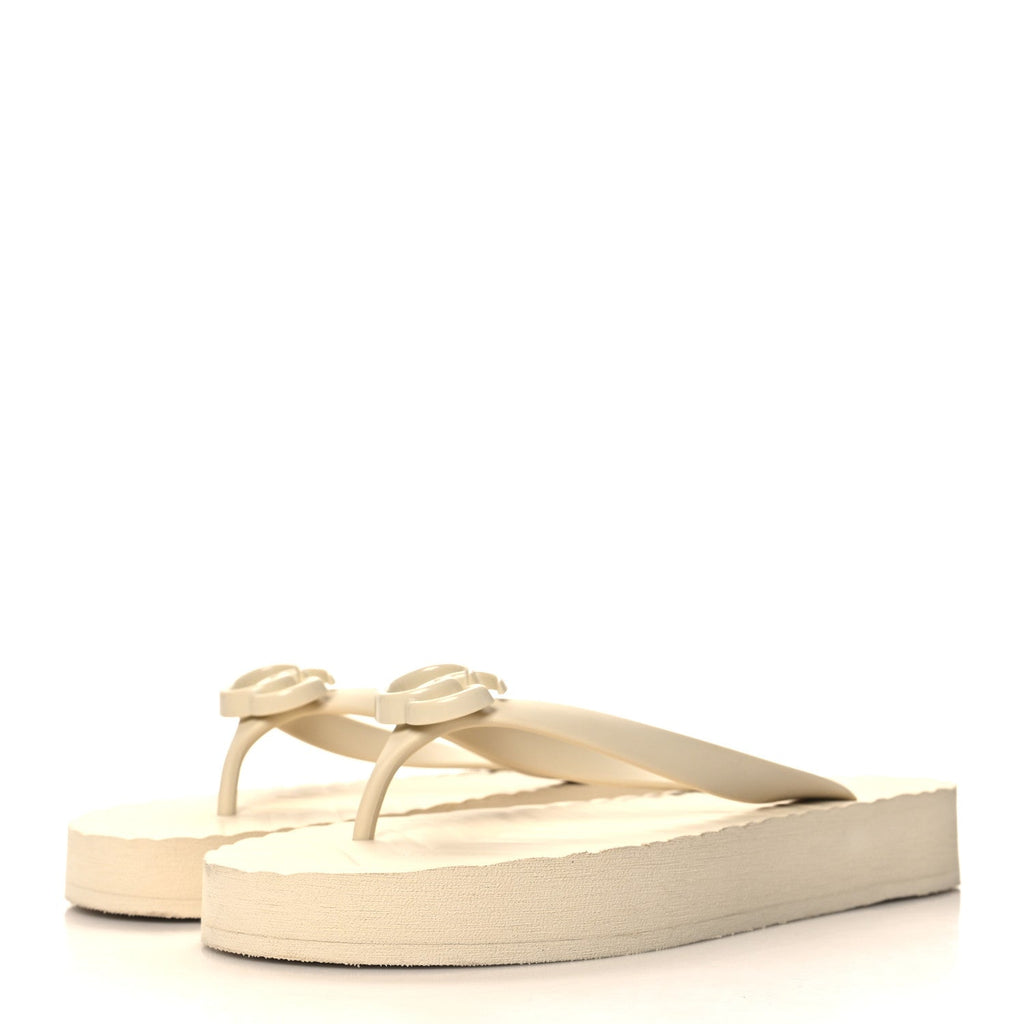 Rubber Chevron Womens GG Thong Sandals 41 Mystic White