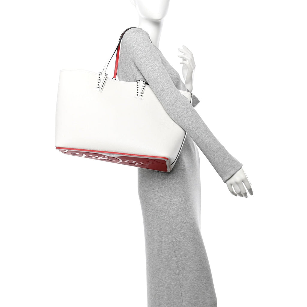 Calfskin Spikes Large East West Cabata Tote Snow