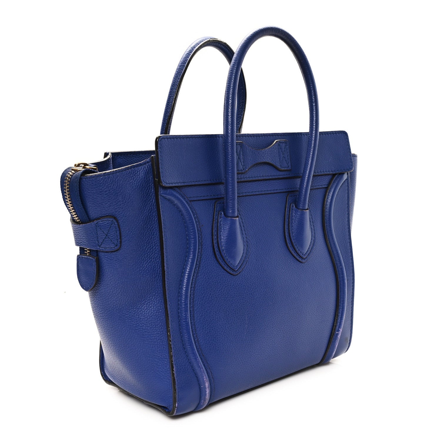 Drummed Calfskin Micro Luggage Indigo