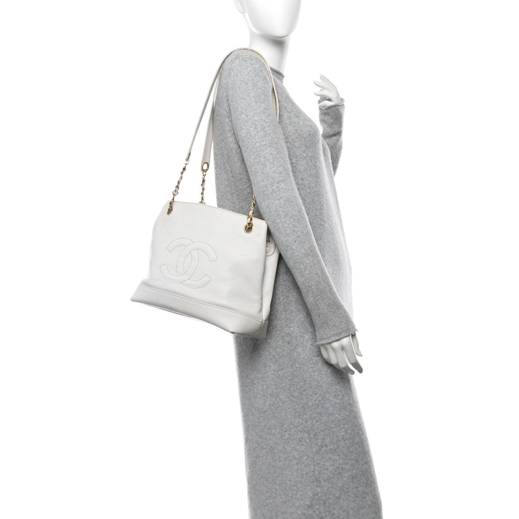Caviar CC Shoulder Bag White