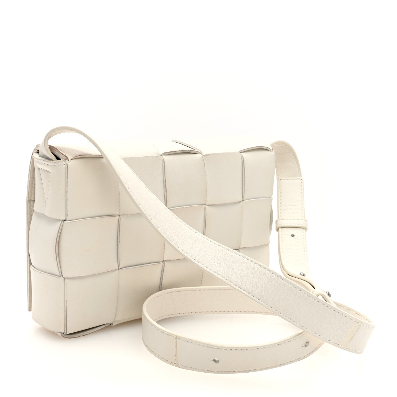 Lambskin Maxi Intrecciato Cassette Crossbody Bag White