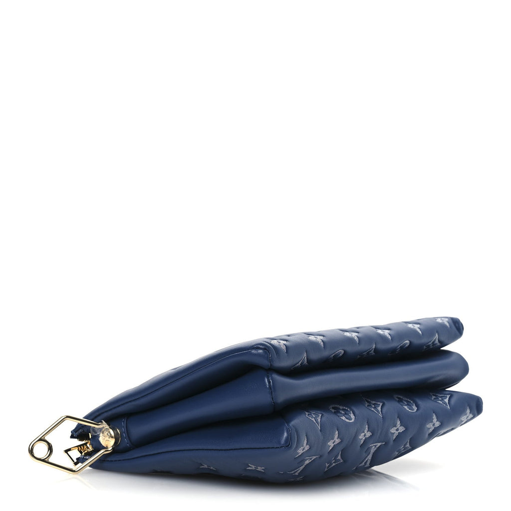 Lambskin Embossed Monogram Coussin PM Denim Blue
