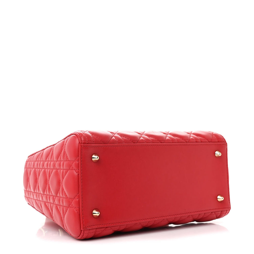 Lambskin Cannage Medium Lady Dior Red