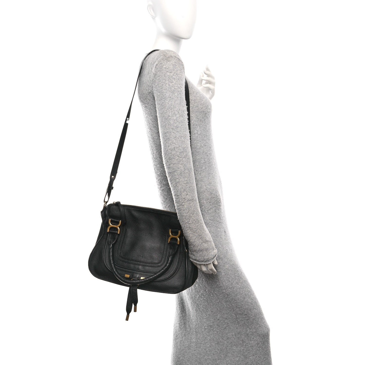 Calfskin Medium Marcie Satchel Black