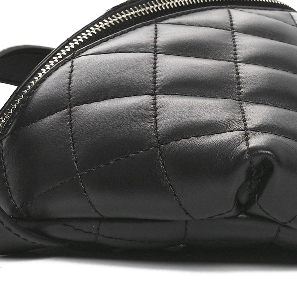 Calfskin Quilted Waist Belt Bag Black