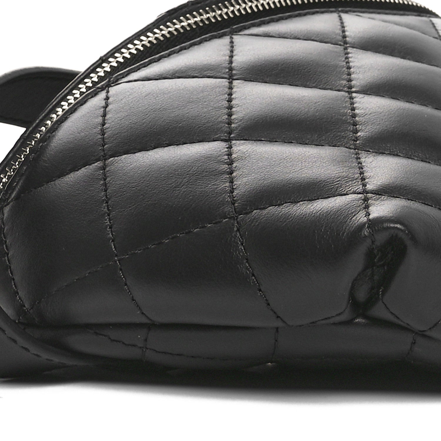 Calfskin Quilted Waist Belt Bag Black