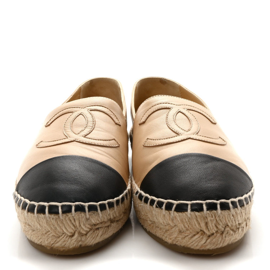 Lambskin CC Espadrilles 37 Beige Black