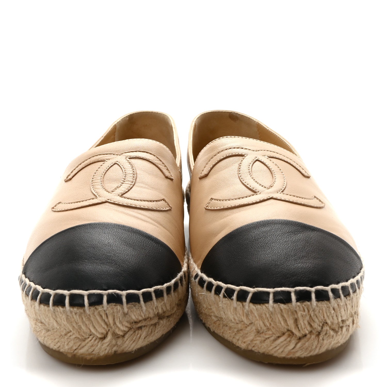 Lambskin CC Espadrilles 37 Beige Black