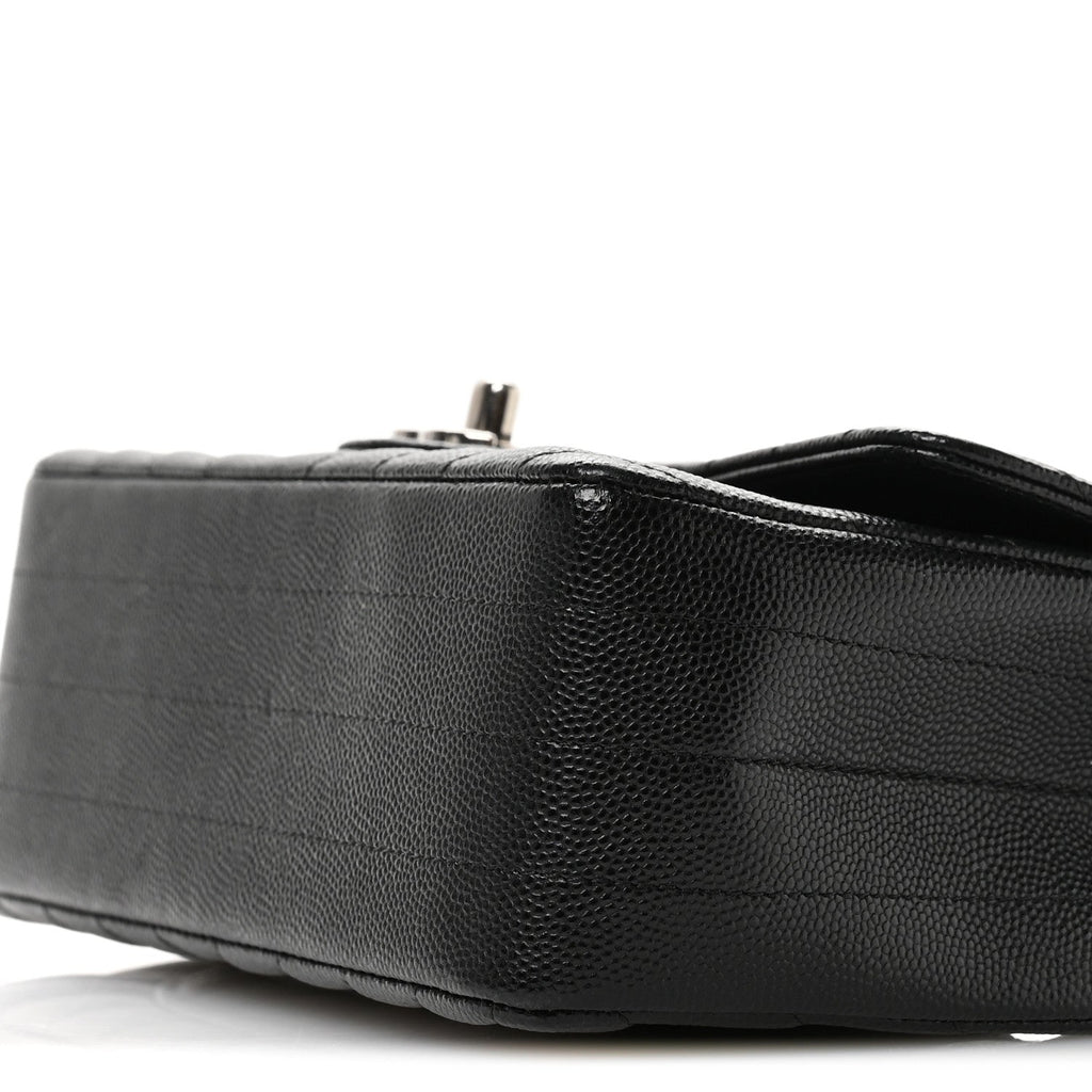 Caviar Chevron Quilted Mini Rectangular Flap Black