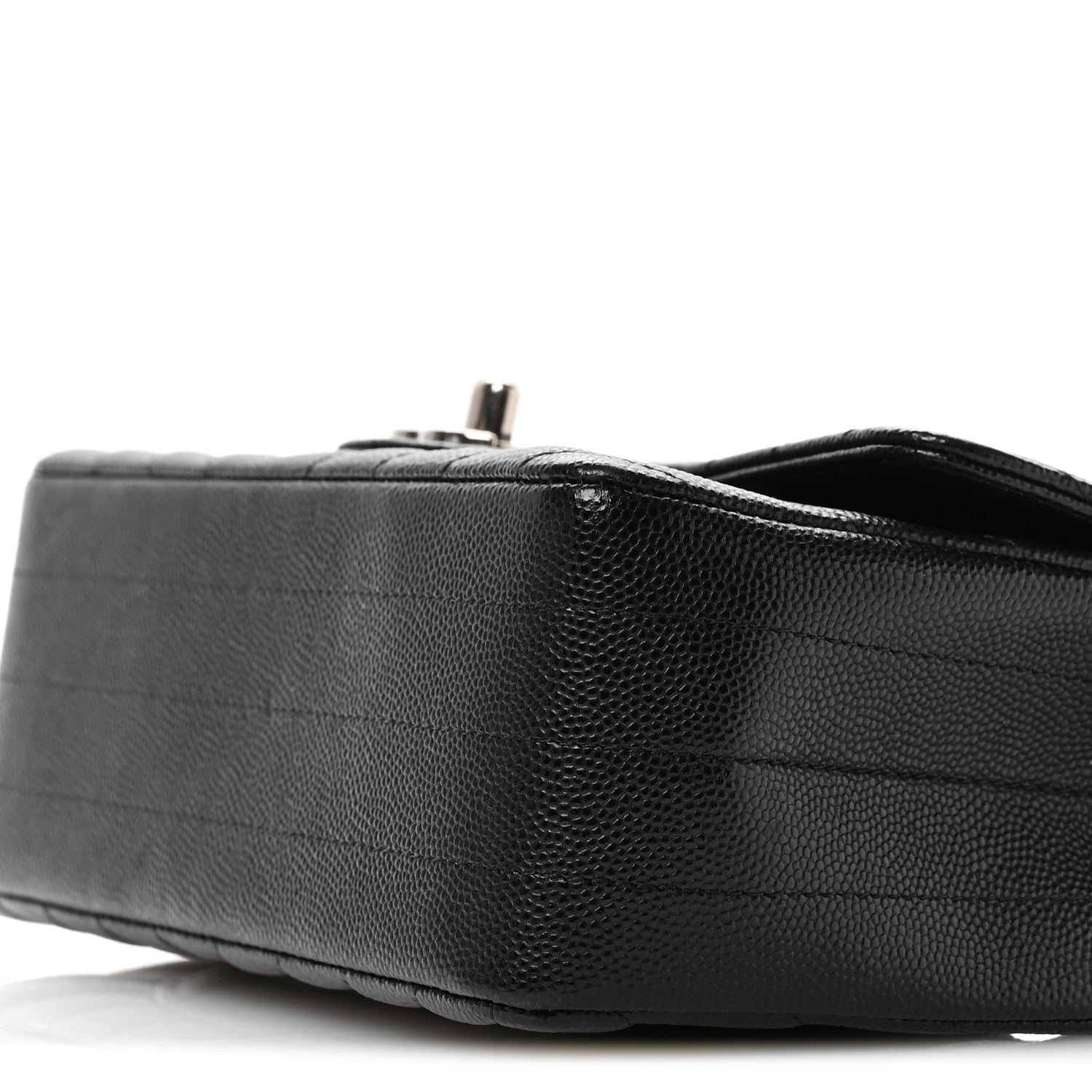 Caviar Chevron Quilted Mini Rectangular Flap Black