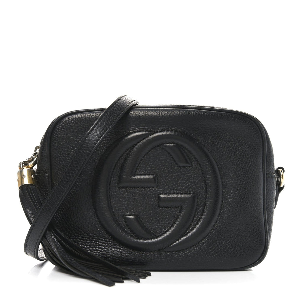 Pebbled Calfskin Small Soho Disco Bag Black