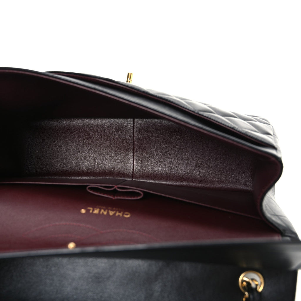 Lambskin Quilted Jumbo Double Flap Black