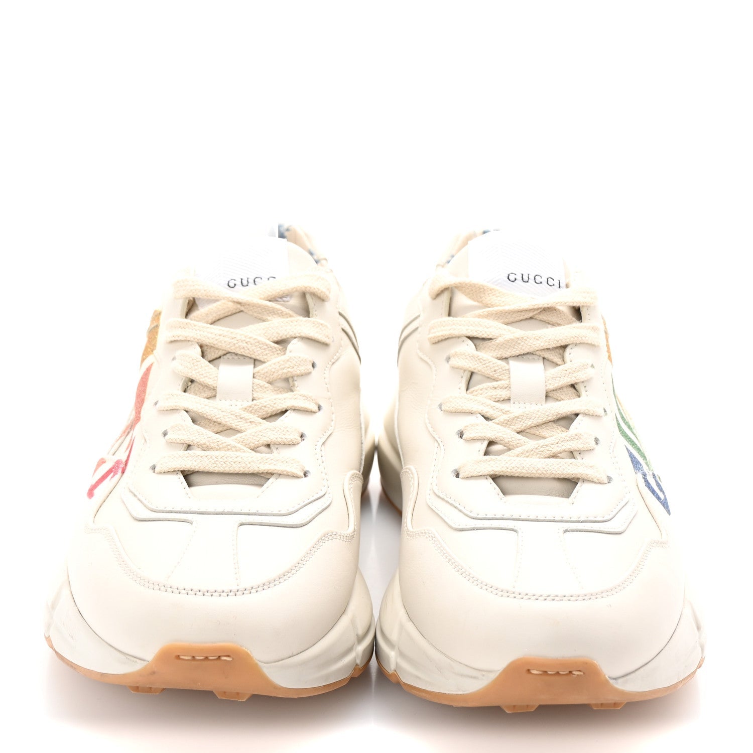 Calfskin Glitter Game Logo Womens Rhyton Sneakers 38 Mystic White