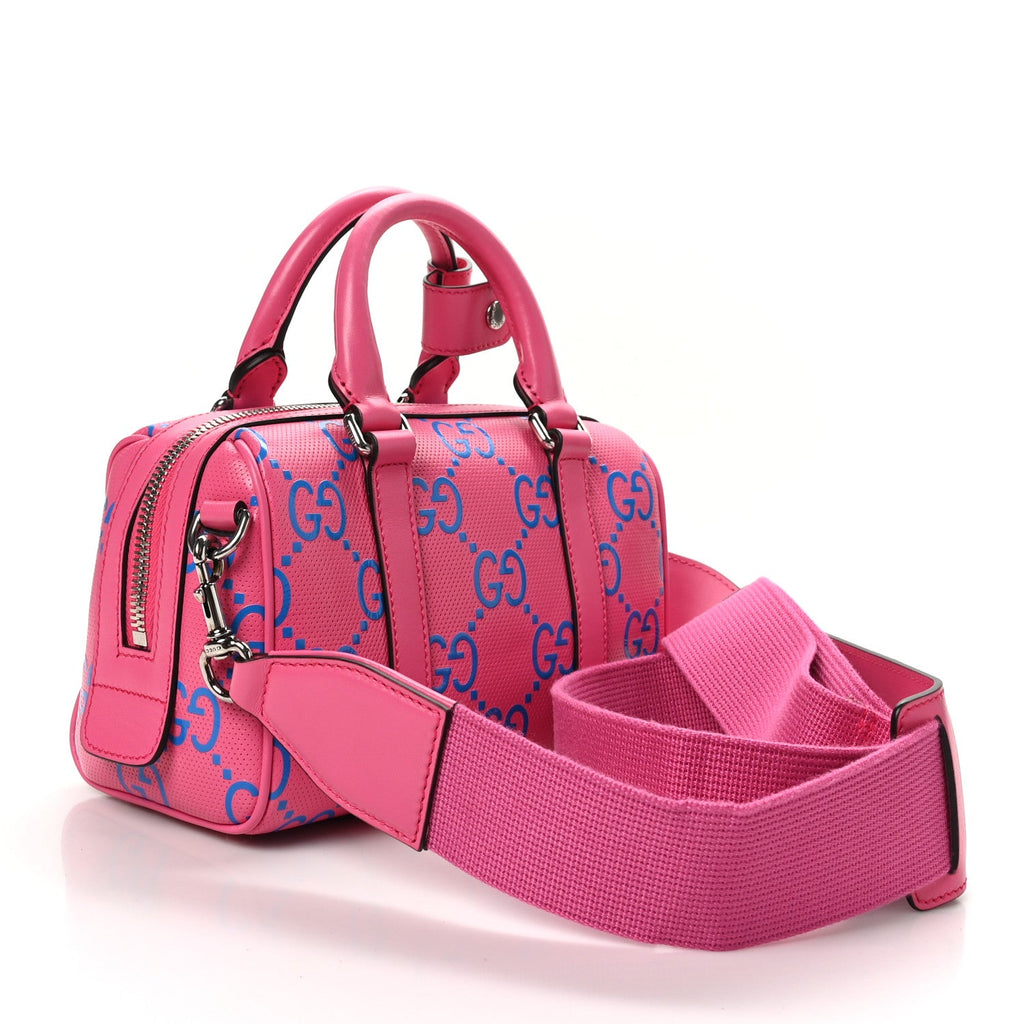 Calfskin GG Tennis Bi-Color Embossed Mini Duffle Bag Modern Fucsia Modern Blue