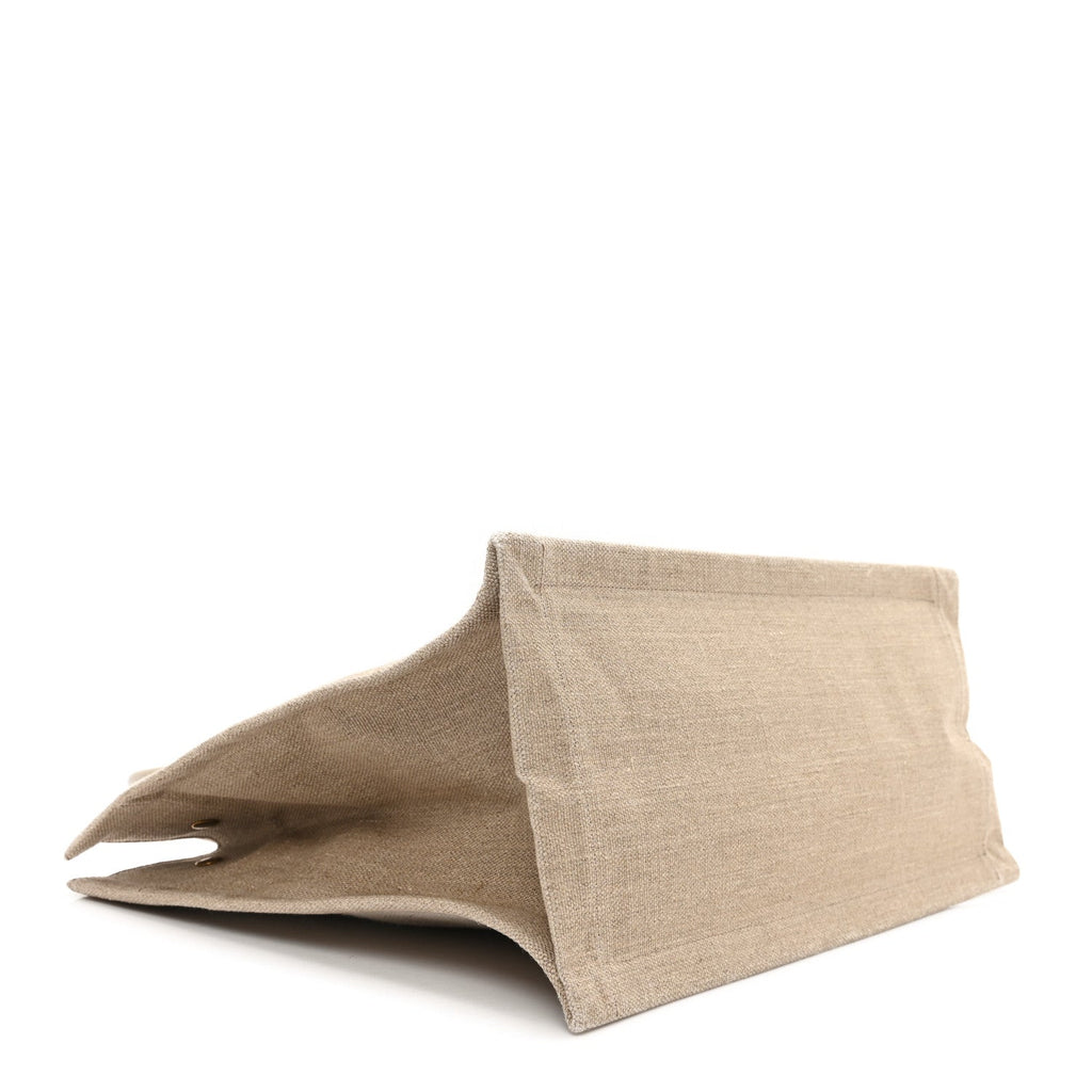 Linen Calfskin Small Rive Gauche Tote Beige Sea Salt