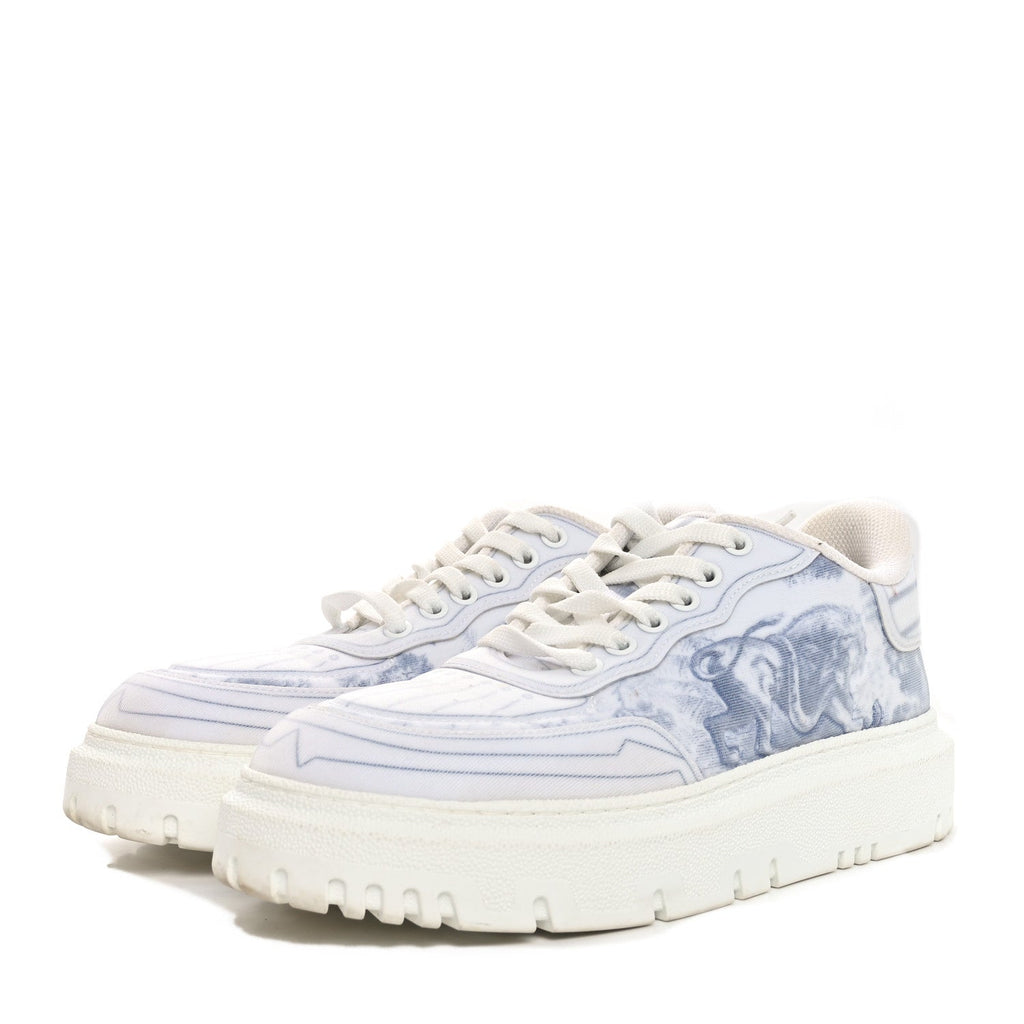 Technical Fabric Dior Addict Toile De Jouy Low Top Sneakers 37 White Blue