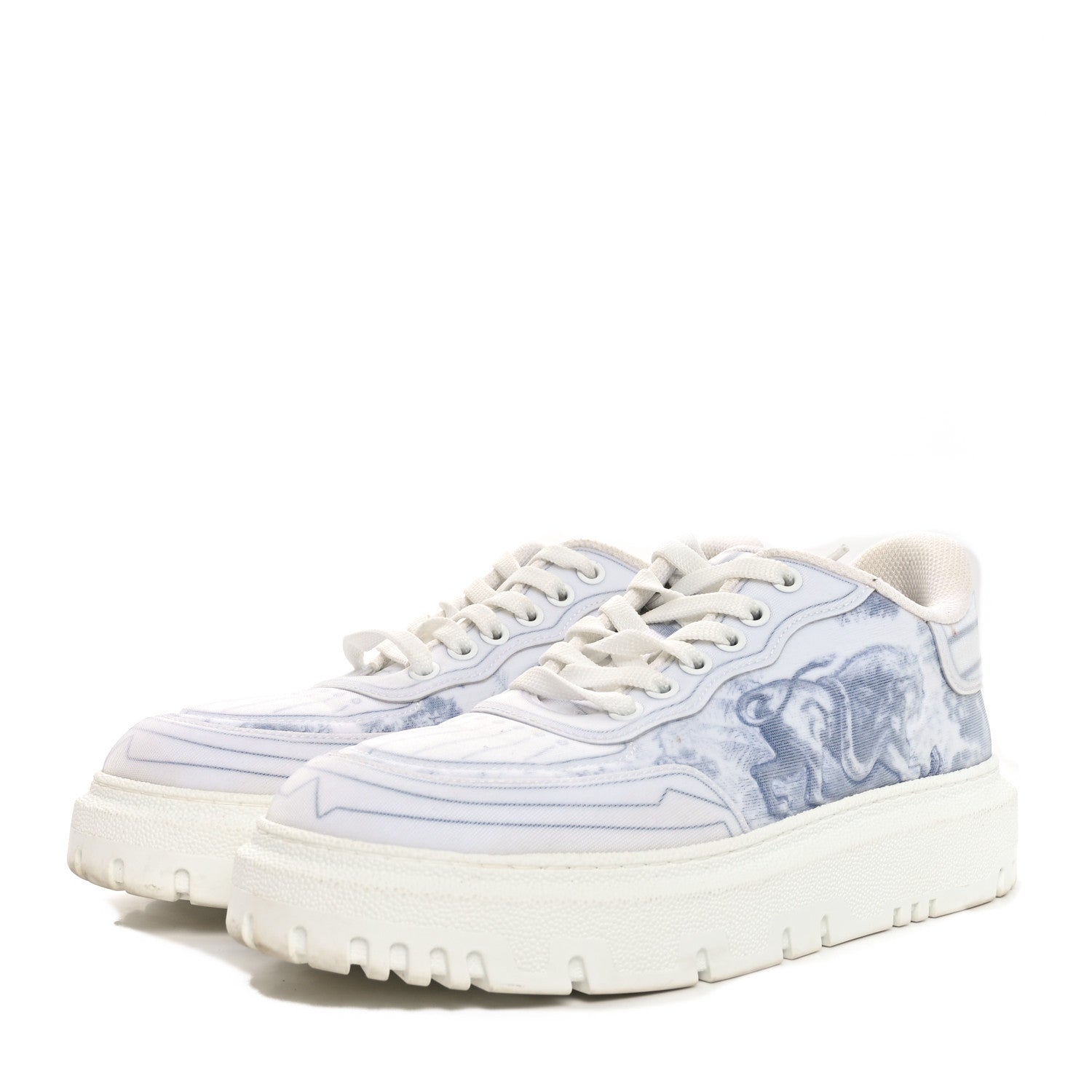 Technical Fabric Dior Addict Toile De Jouy Low Top Sneakers 37 White Blue