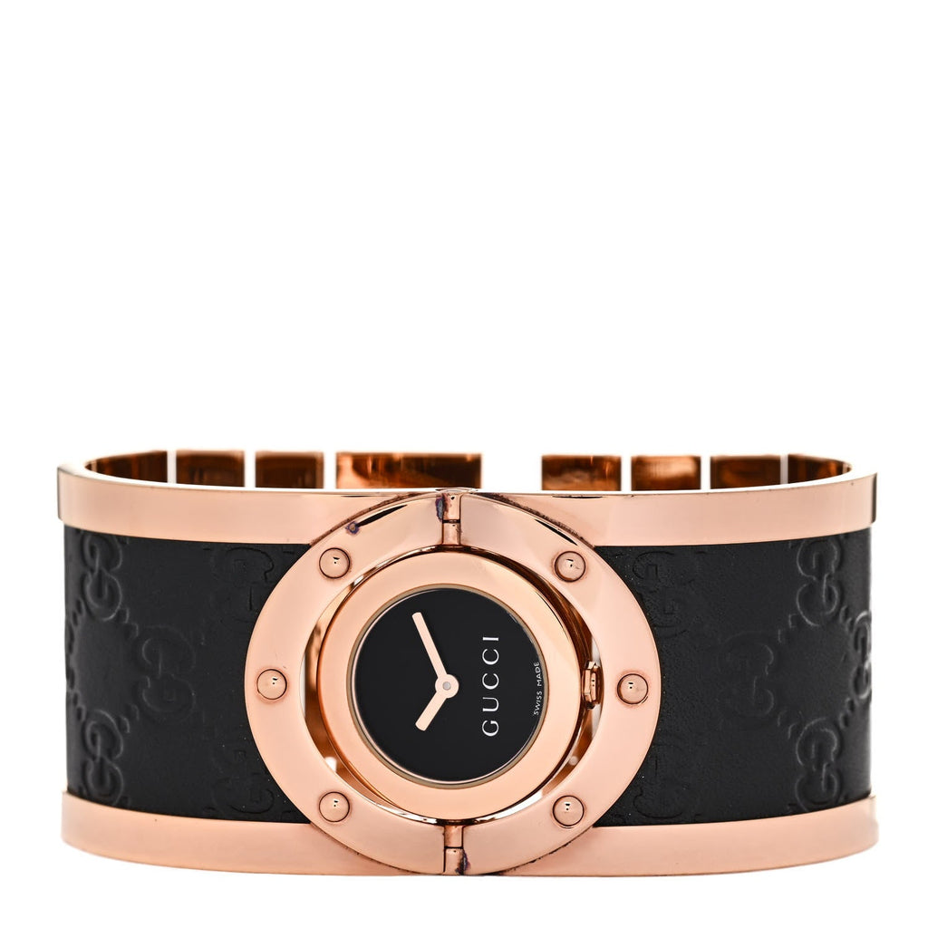 Stainless Steel Calfskin 33mm Twirl Quartz Watch Black