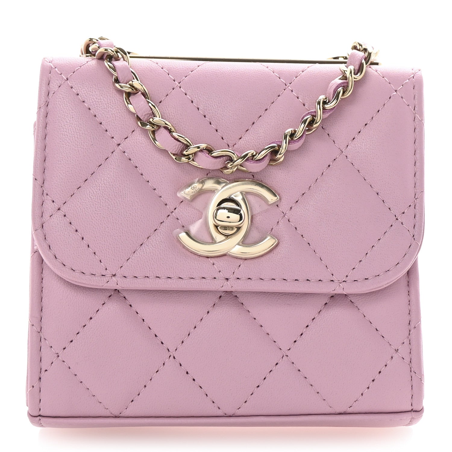 Lambskin Quilted Mini Trendy CC Clutch With Chain Pink