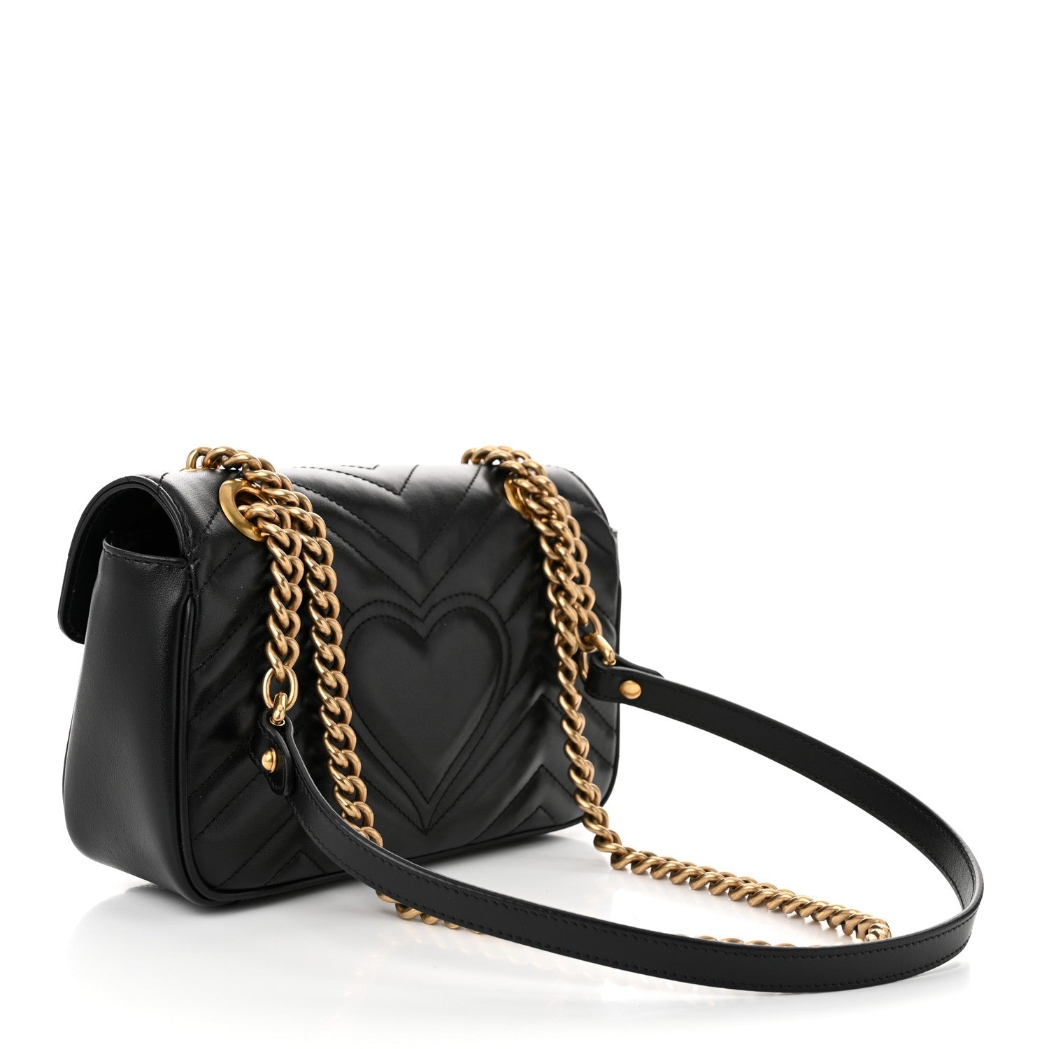 Calfskin Matelasse Mini GG Marmont Shoulder Bag Black