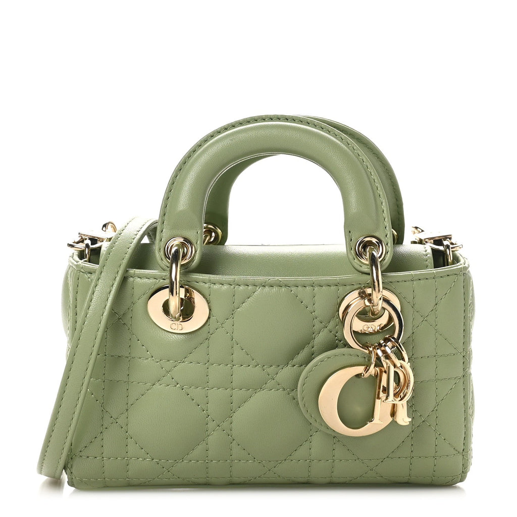 Lambskin Cannage Micro Lady D-Joy Peyote Green