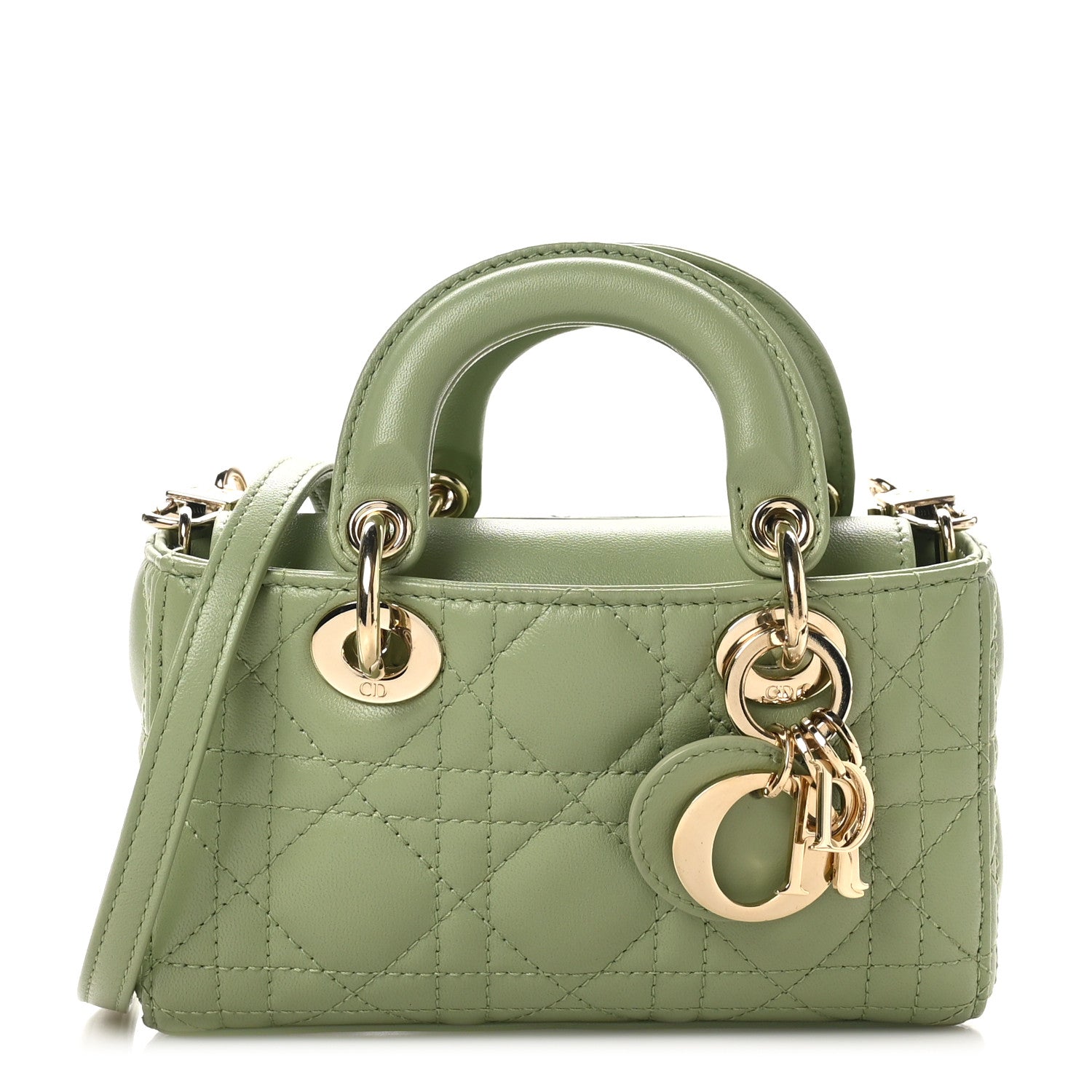 Lambskin Cannage Micro Lady D-Joy Peyote Green