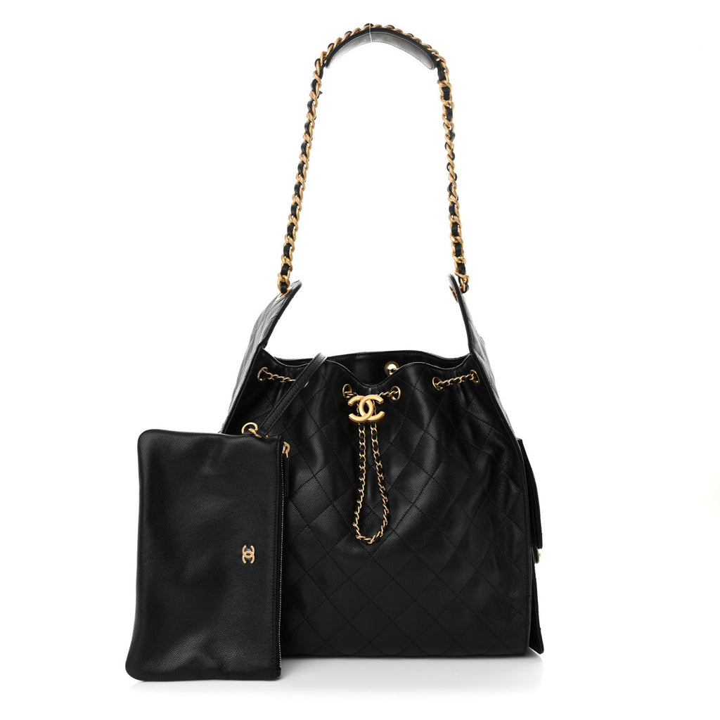 Caviar Quilted Medium Chanel 25 Handbag Black
