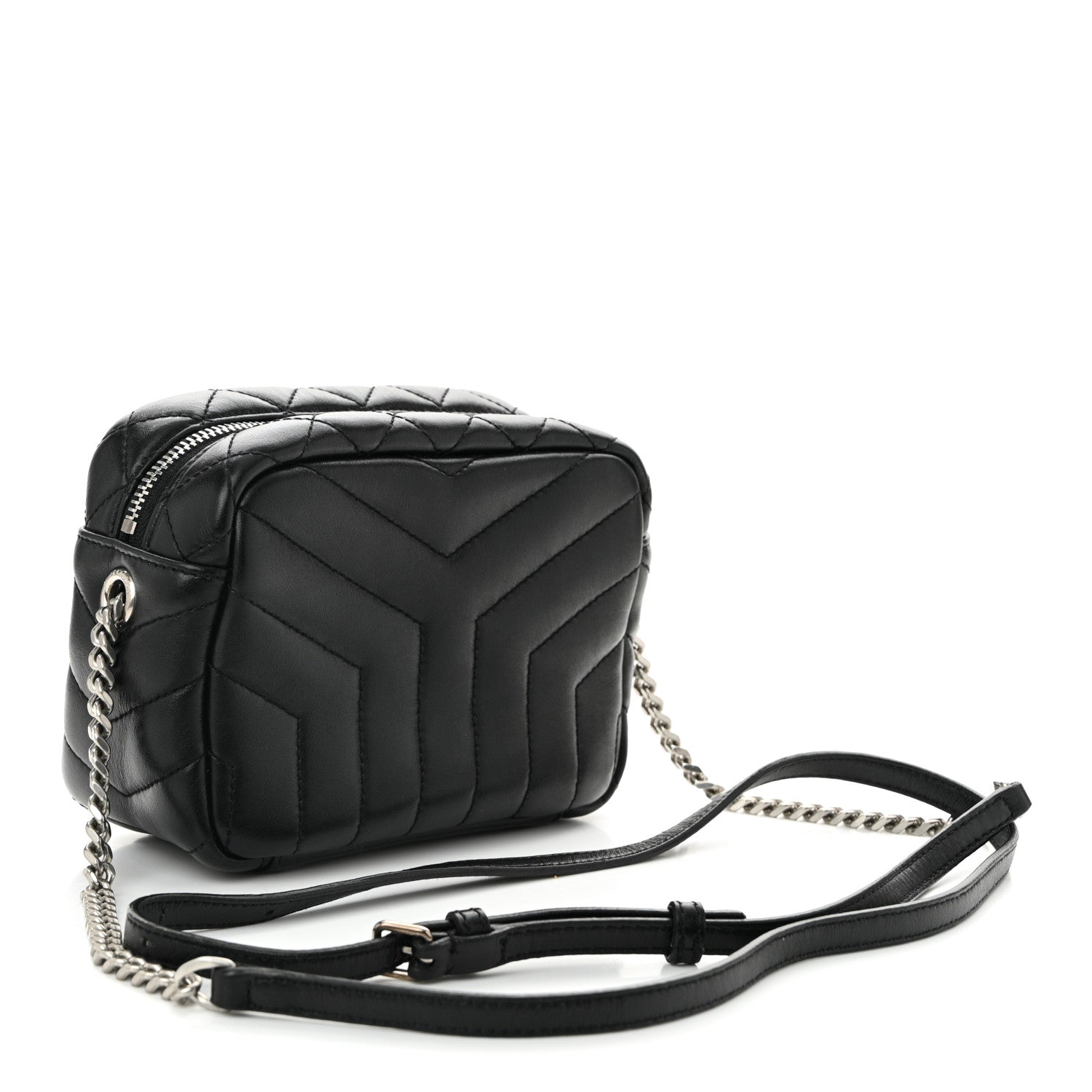 Calfskin Y Quilted Monogram Mini Loulou Bowling Bag Black