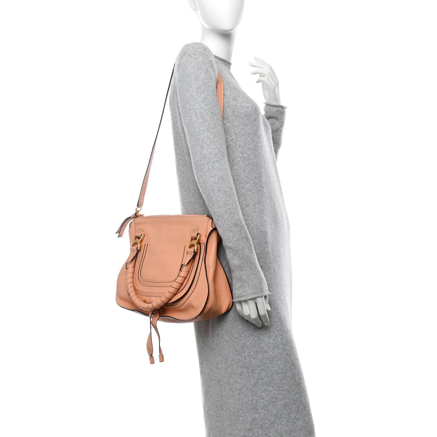 Calfskin Medium Marcie Satchel Terracotta Pink