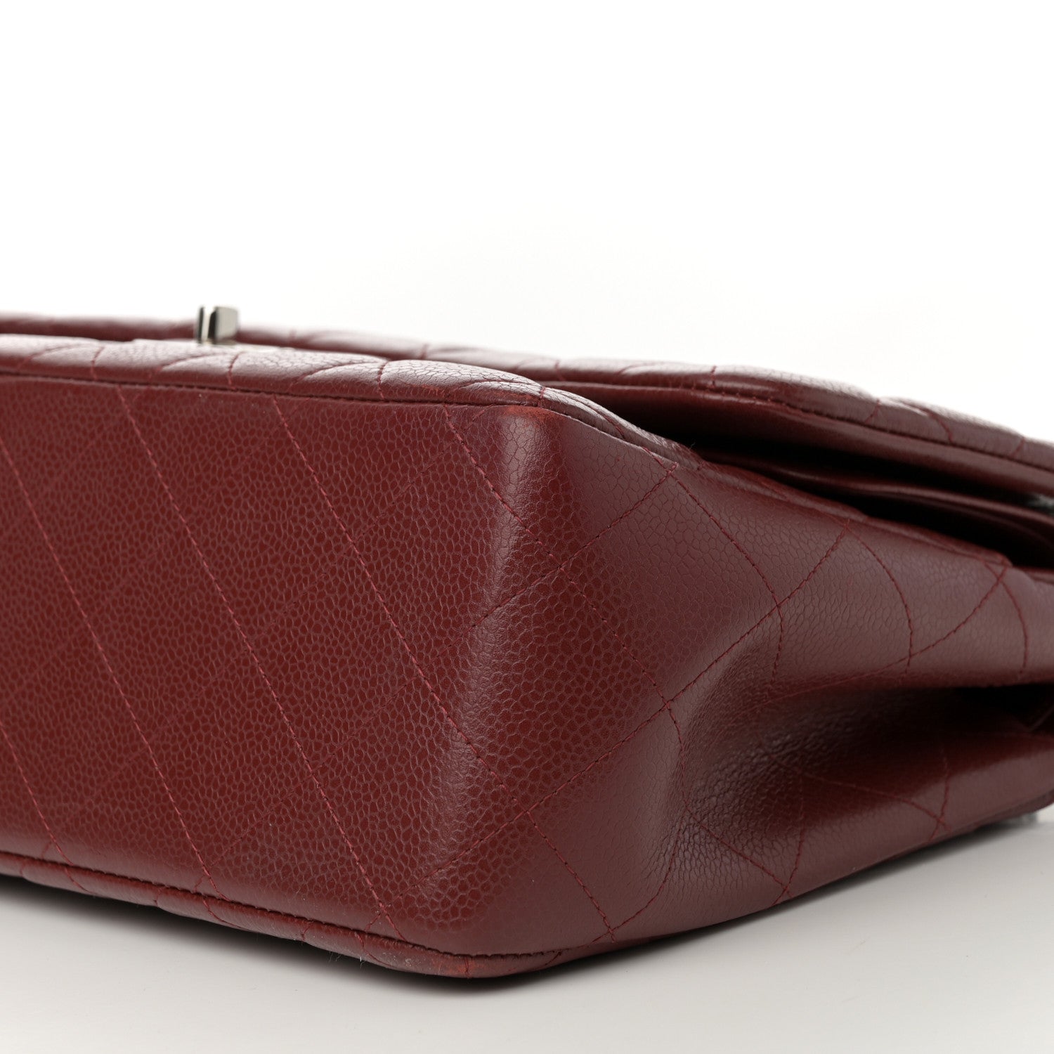 Caviar Quilted Jumbo Double Flap Dark Red