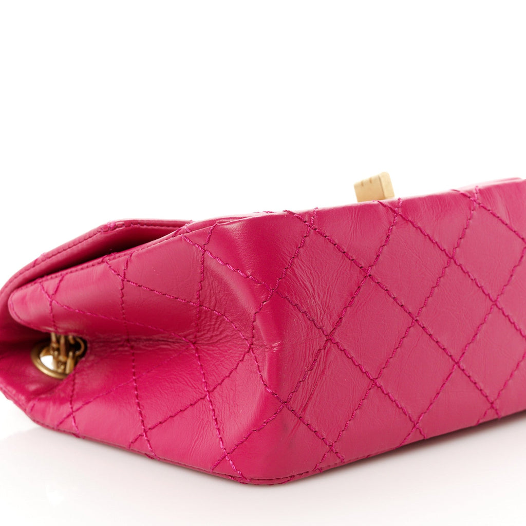 Aged Calfskin Quilted 2.55 Reissue Mini Flap Fuchsia