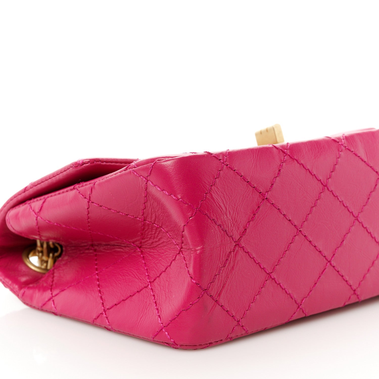Aged Calfskin Quilted 2.55 Reissue Mini Flap Fuchsia