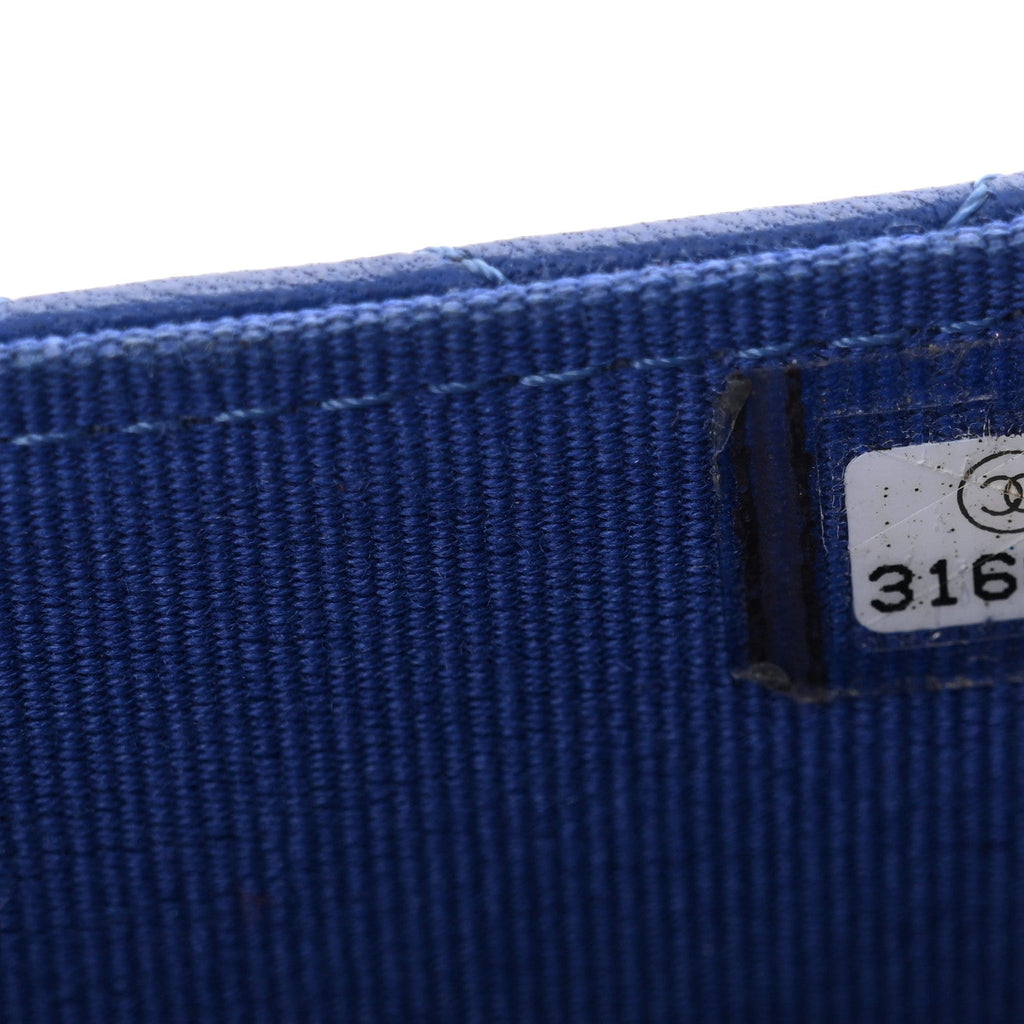 Lambskin Quilted Top Handle Flap Coin Purse With Chain Blue