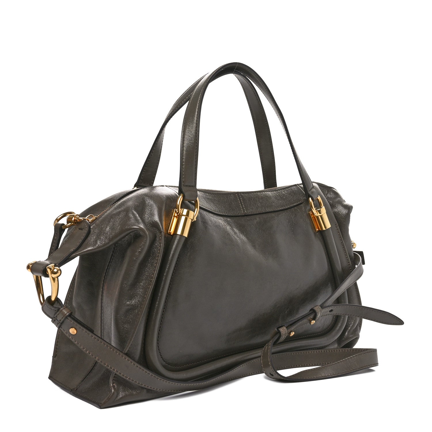 Natural Shiny Calfskin Small Paraty 24 Bag Flannel Grey