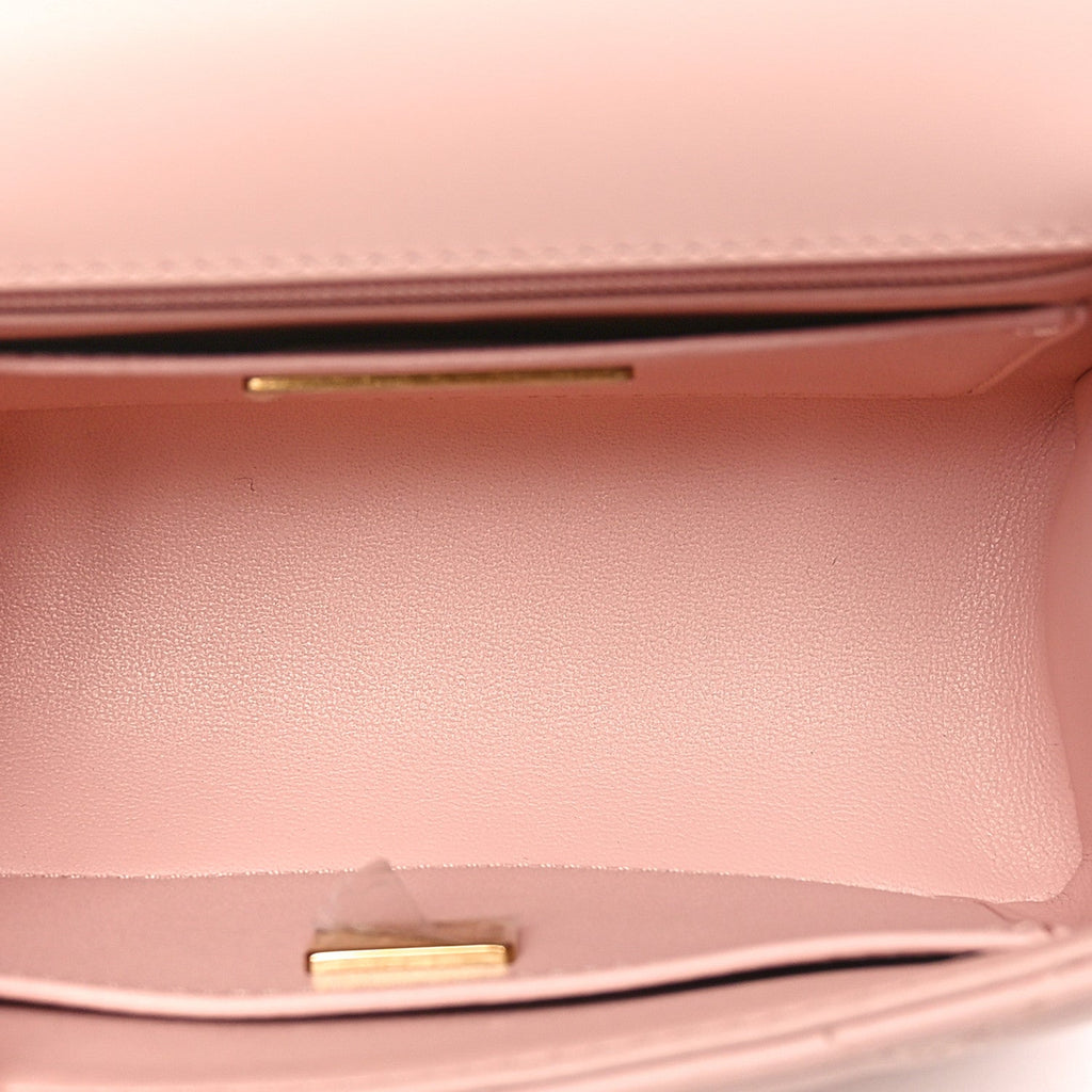 Lambskin Handle Crush Top Handle Flap Bag Pink
