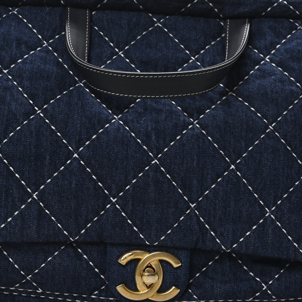 Denim Quilted Large Express Bowling Bag Blue
