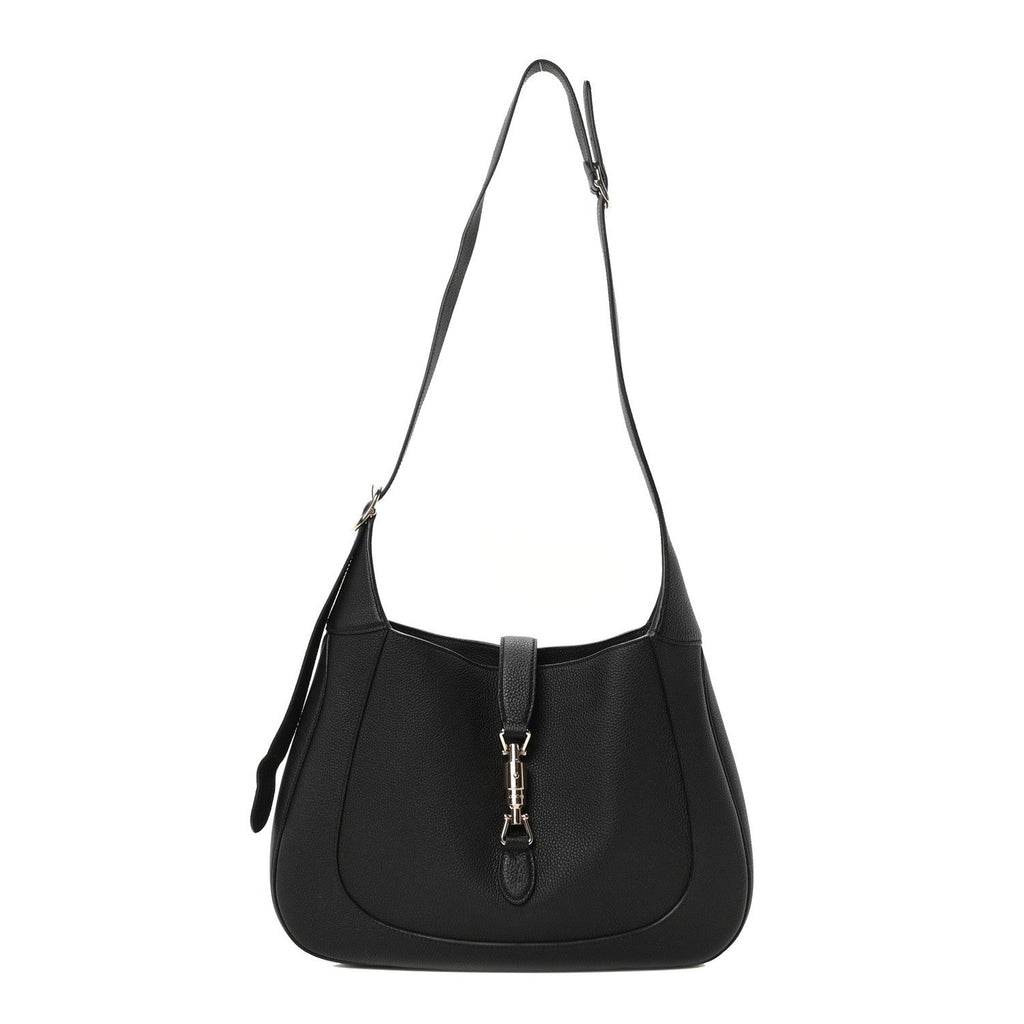 Pebbled Calfskin Large Jackie 1961 Hobo Black