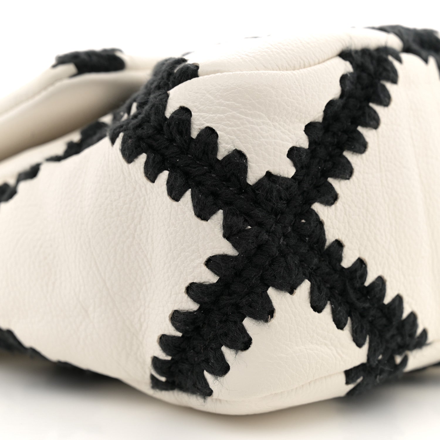 Calfskin Crochet Medium Chanel 19 Flap White Black