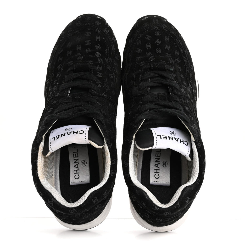 Suede Calfskin Printed CC Sneakers 38.5 Black