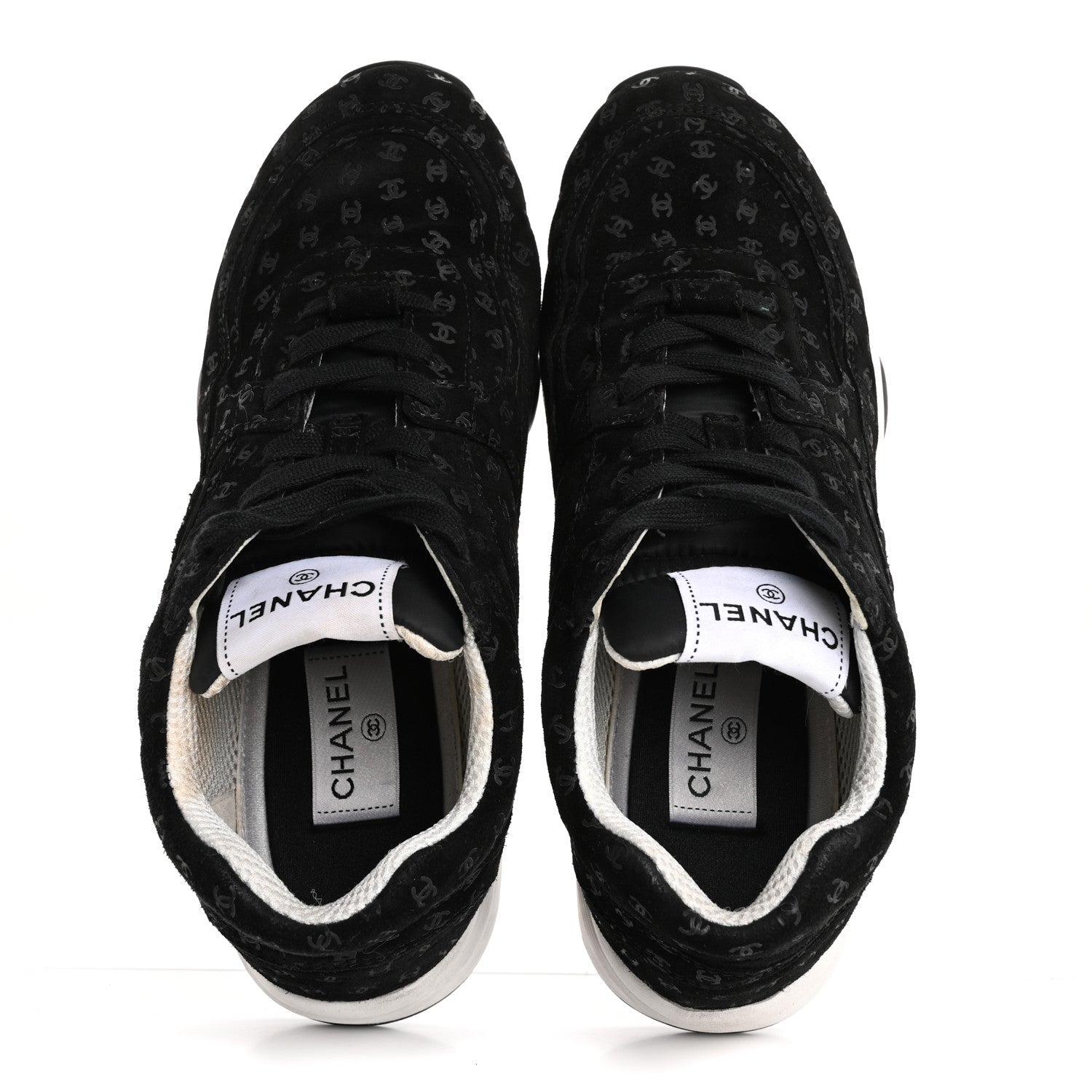 Suede Calfskin Printed CC Sneakers 38.5 Black