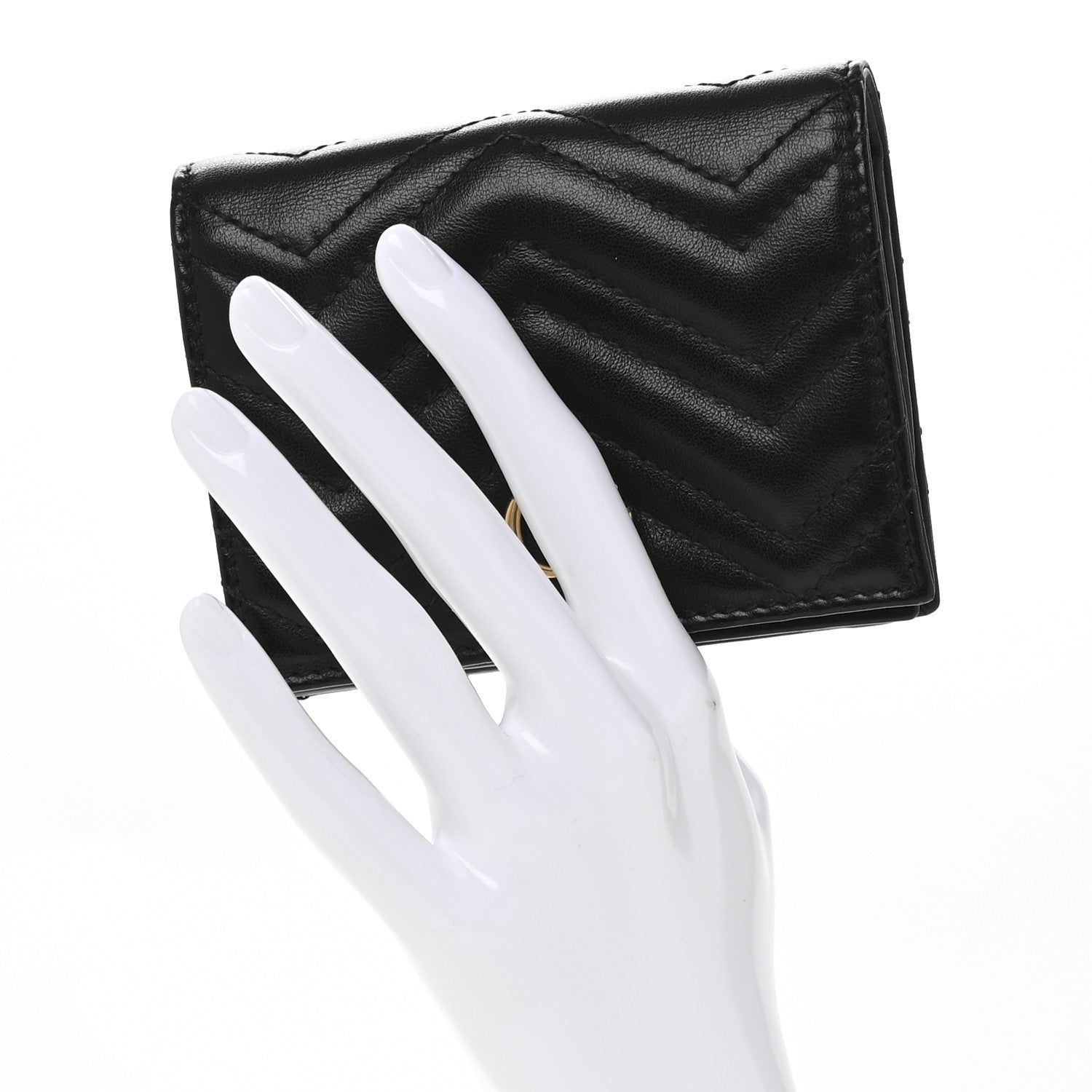 Calfskin Matelasse GG Marmont  Case Wallet Black