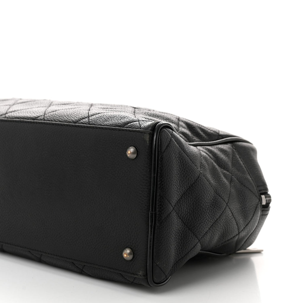 Caviar Patent Quilted Large Bowler Black