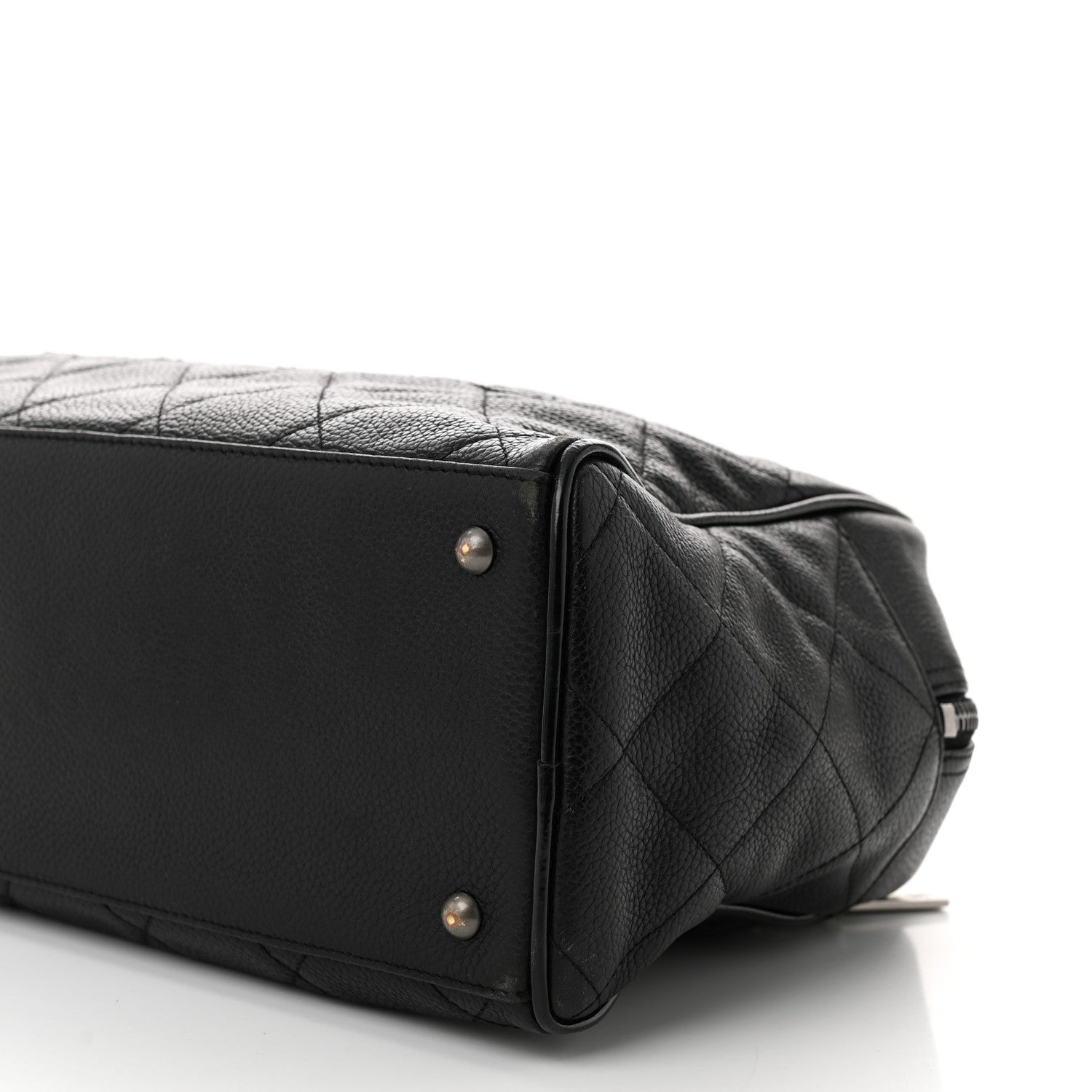 Caviar Patent Quilted Large Bowler Black