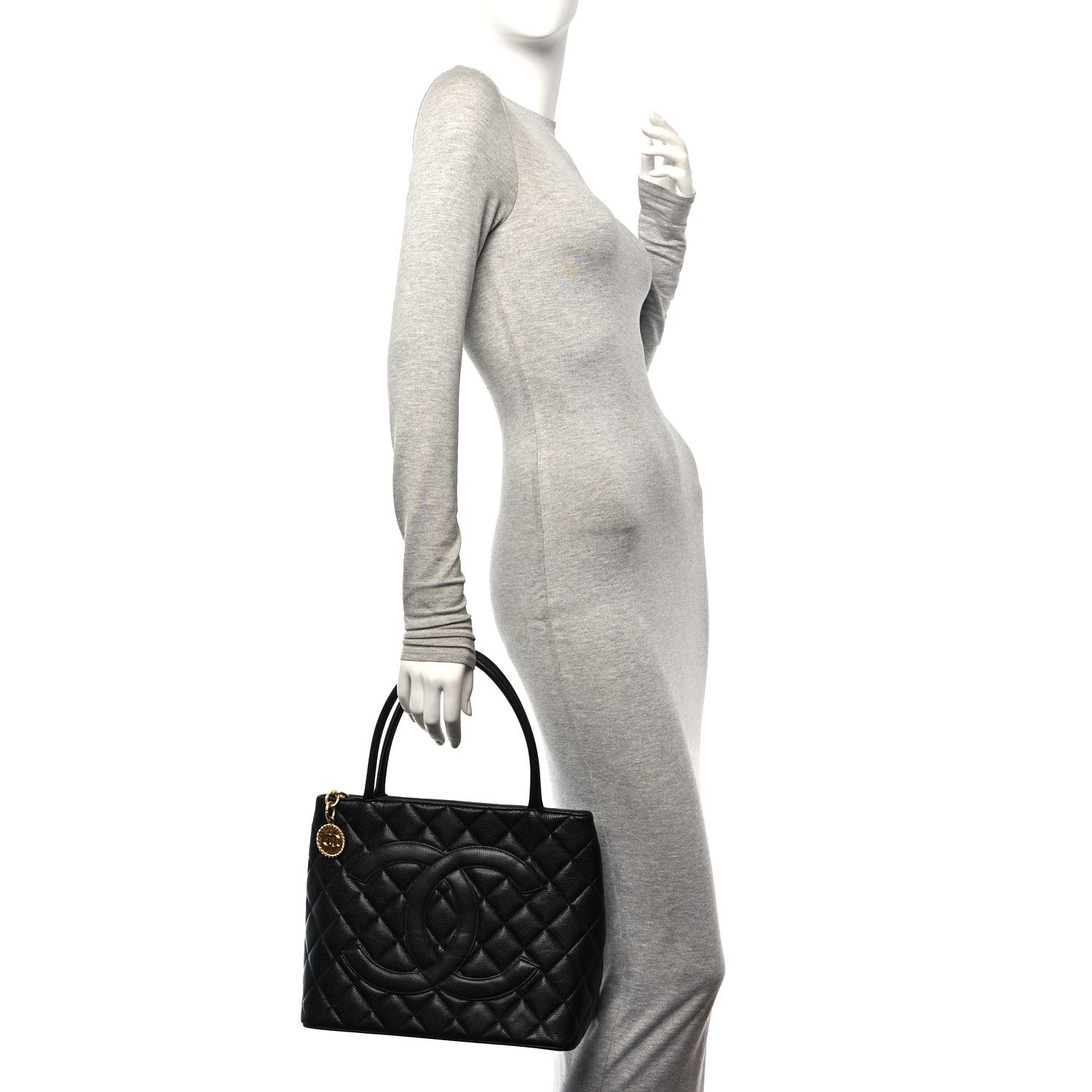 Caviar Quilted Medallion Tote Black