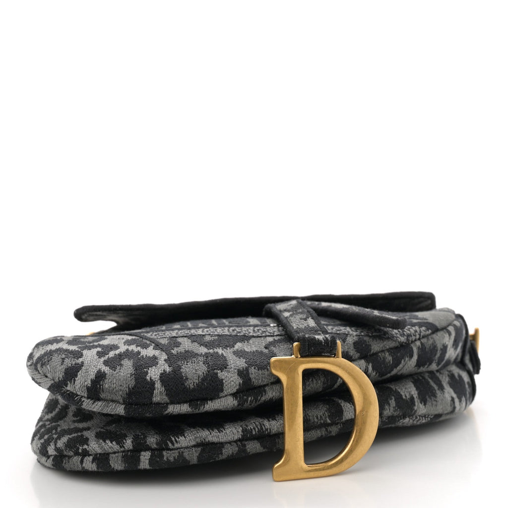 Canvas Mizza Embroidered Saddle Bag Gray